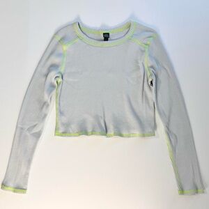 Wild Fable Light Blue and Neon Green Long Sleeve Top